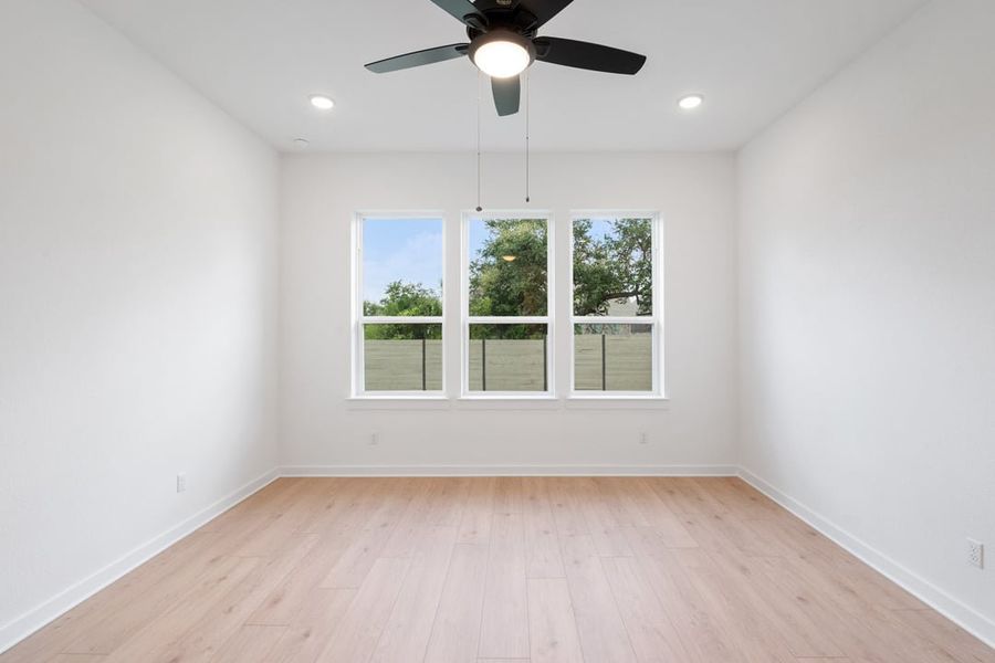 Spacious, unfurnished interior of a new home in Park Collection At Wolf Ranch, Georgetown (Image 35). Spacious, unfurnished interior of a new home in Park Collection At Wolf Ranch, Georgetown (Image 35).