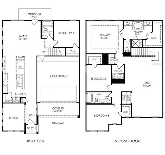 2D floor plan layout of this home in Katy Grand Village - Luxe Series, Katy, TX (Image 2). 2D floor plan layout of this home in Katy Grand Village - Luxe Series, Katy, TX (Image 2).