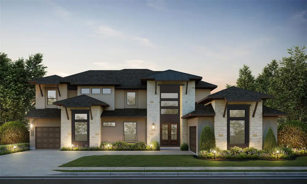 Front exterior of a new home in Two Step Farm, Montgomery, TX, highlighting curb appeal (Image 1). Front exterior of a new home in Two Step Farm, Montgomery, TX, highlighting curb appeal (Image 1).