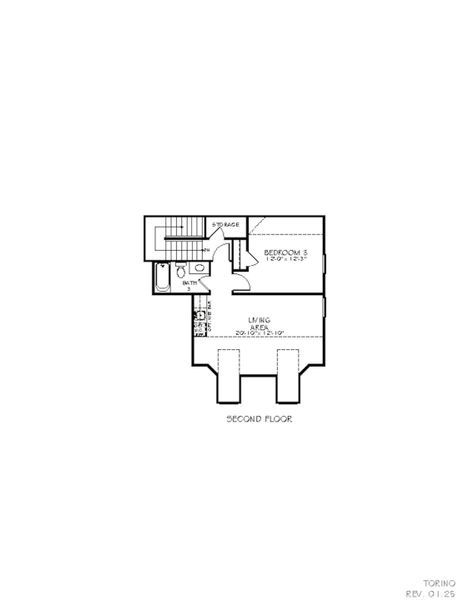 2D floor plan layout for the Torino by Epcon Communities in The Courtyards at Oak Grove, Durham, NC (Image 5).