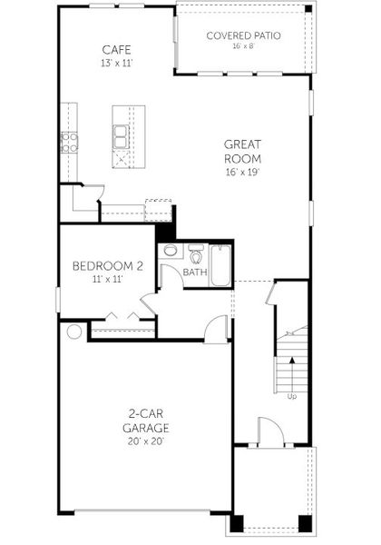 2D floor plan layout for the Vero - 40' Homesites by Dream Finders Homes in Diamond Springs, Jacksonville, FL (Image 5).