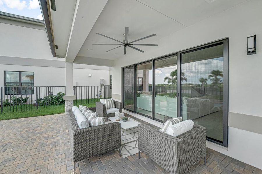 Exterior details and patio area of a home in Apex at Avenir, Palm Beach Gardens (Image 39).