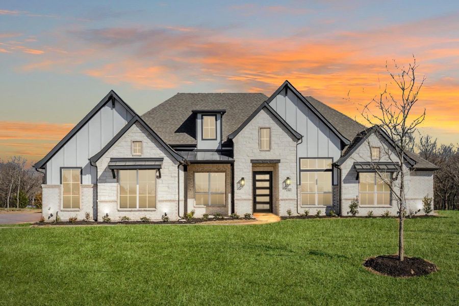 Elevation B with Stone | Concept 3441 at Hidden Creek Estates in Van Alstyne, TX by Landsea Homes