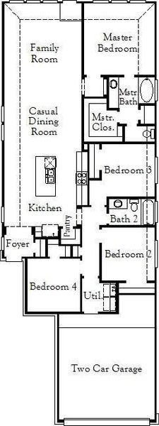 2D floor plan layout of this home in The Meadows at Imperial Oaks 40', Conroe, TX (Image 3).