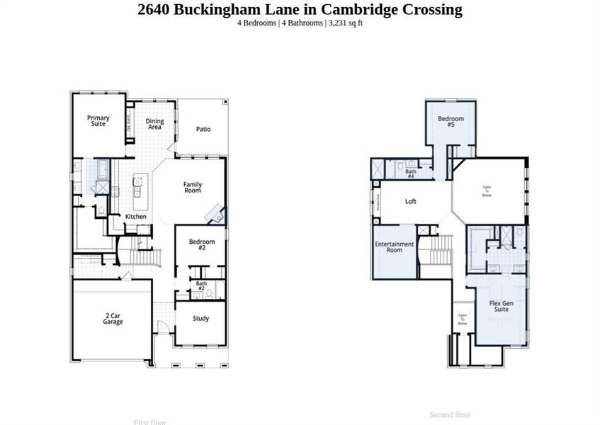 2D floor plan layout of this home in Cambridge Crossing, Celina, TX (Image 4).