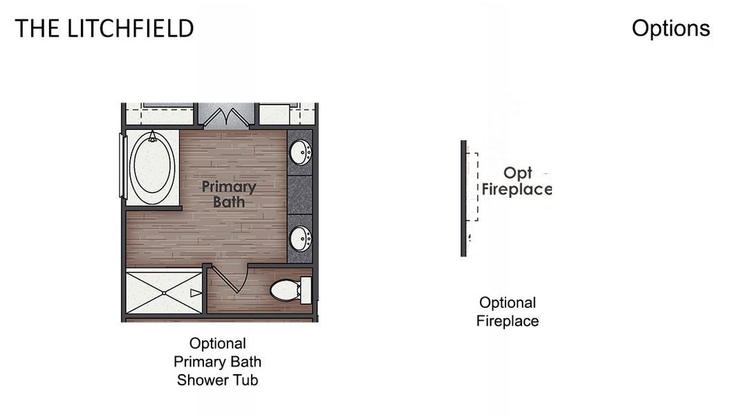 2D floor plan layout for the Litchfield by D.R. Horton in The Grove at Blake Farm, Wilmington, NC (Image 6).