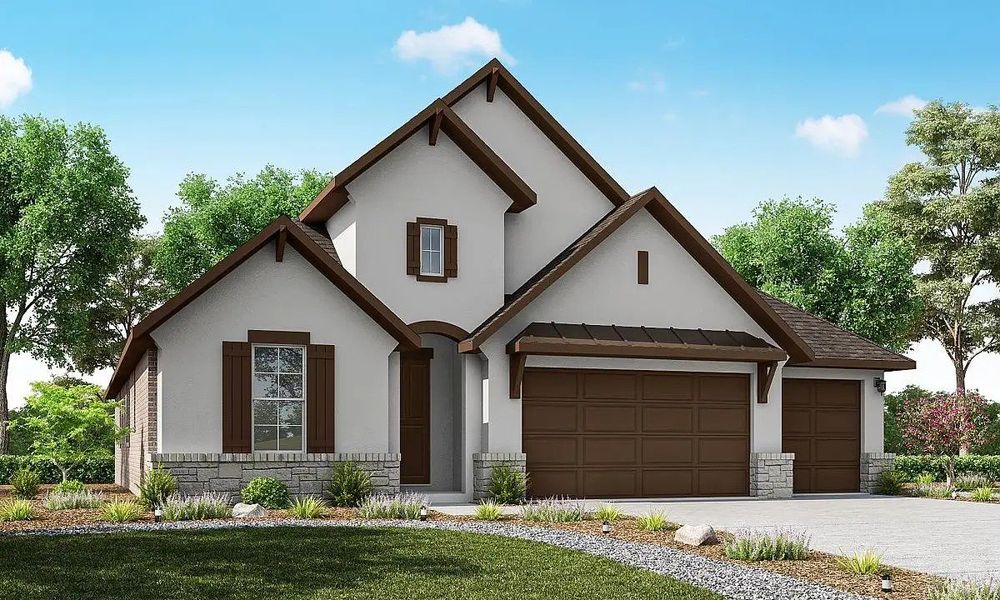 Front exterior of a new home in Chambers Creek, Willis, TX, highlighting curb appeal (Image 1). Front exterior of a new home in Chambers Creek, Willis, TX, highlighting curb appeal (Image 1).