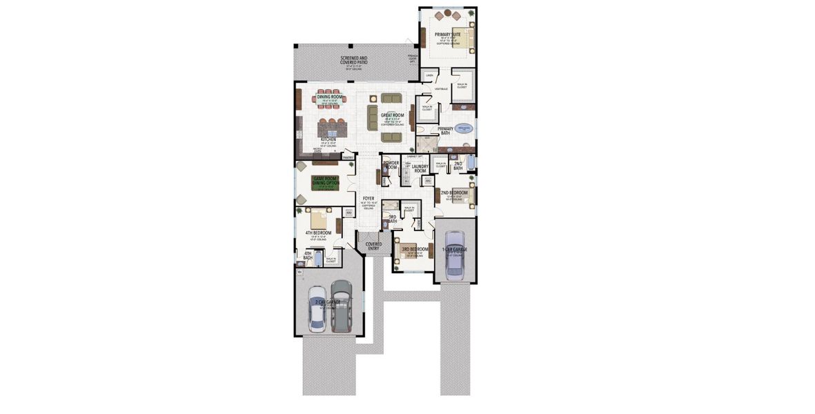2D floor plan layout of this home in Valencia Parc at Riverland, Port St. Lucie, FL (Image 3). 2D floor plan layout of this home in Valencia Parc at Riverland, Port St. Lucie, FL (Image 3).