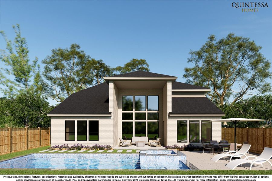 Artist Rendering of 1st Floor on Site Plan. Pool and Backyard Sod Not Included In Home.