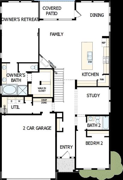 2D floor plan layout of this home in Cloverleaf – Mountainview Collection, Monument, CO (Image 4).
