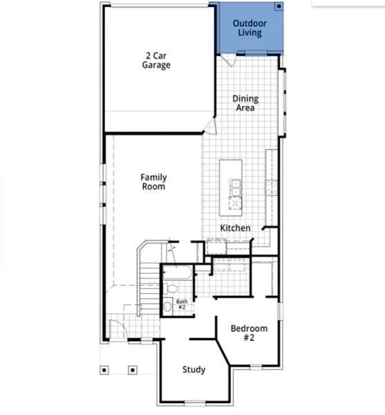 2D floor plan layout of this home in Goodland: 40ft. lots, Venus, TX (Image 2).