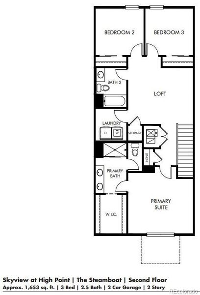 2D floor plan layout of this home in Skyview at High Point, Aurora, CO (Image 3).