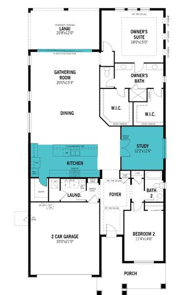 2D floor plan layout of this home in Sunstone Lakeside at Wellen Park, Venice, FL (Image 2).