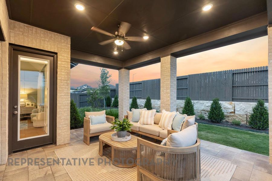 Exterior details and patio area of a home in Wolf Ranch, Georgetown (Image 3).