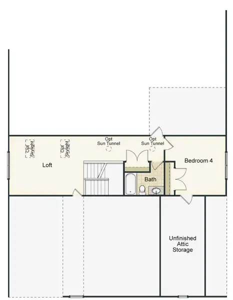 2D floor plan layout for the Cosmopolitan by Keystone Homes NC in Weybridge, Burlington, NC (Image 3).