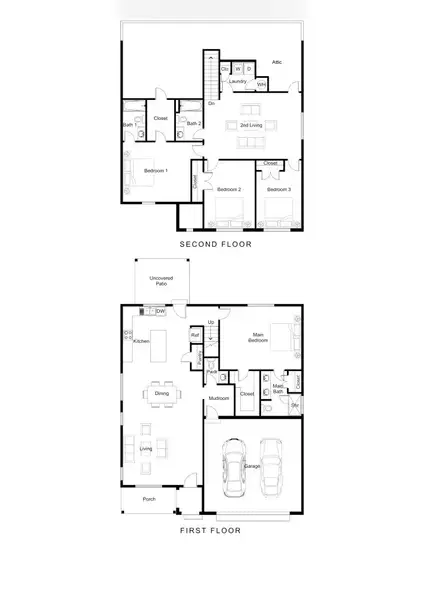 2D floor plan layout for the The Hamilton by Greentech Homes LLC in Storyvale, Hixson, TN (Image 3).