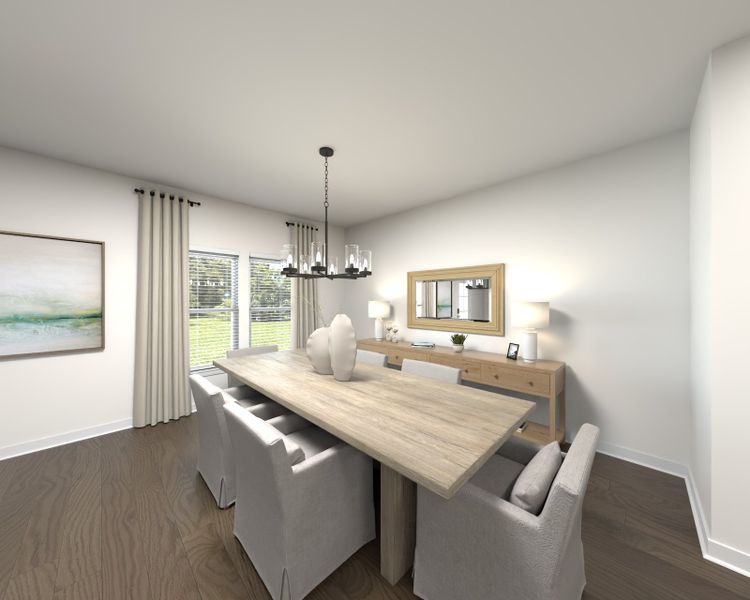 The open-concept floorplan allows for an easy flow between the kitchen and dining areas.