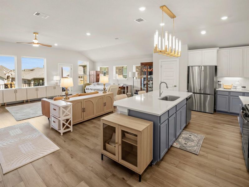 Furnished interior view inside a new home in The Colony, Bastrop (Image 15). Furnished interior view inside a new home in The Colony, Bastrop (Image 15).