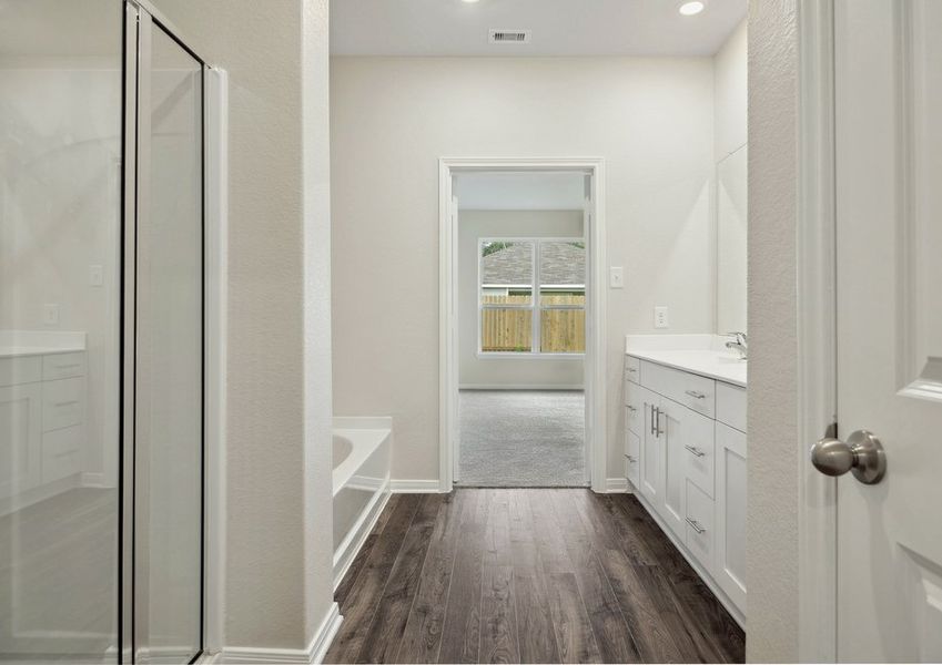 Separate shower and tub in the master bathroom Separate shower and tub in the master bathroom