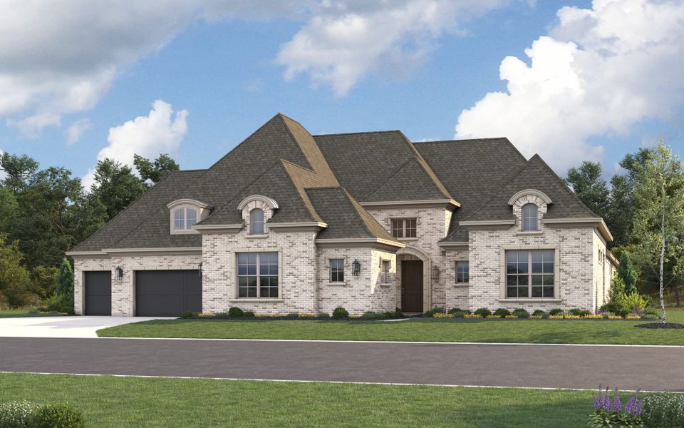Representative exterior photo of a completed home built from the 7012 by Tradition Homes in Mustang Lakes, McKinney, TX (Image 10).