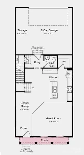 First Floor Plan - Additional highlights include: a soaking tub with a separate shower in the primary bathroom