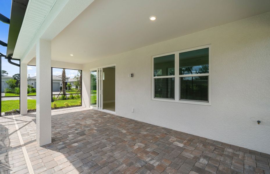 Exterior details and patio area of a home in Del Webb Oak Creek, North Fort Myers (Image 27). Exterior details and patio area of a home in Del Webb Oak Creek, North Fort Myers (Image 27).