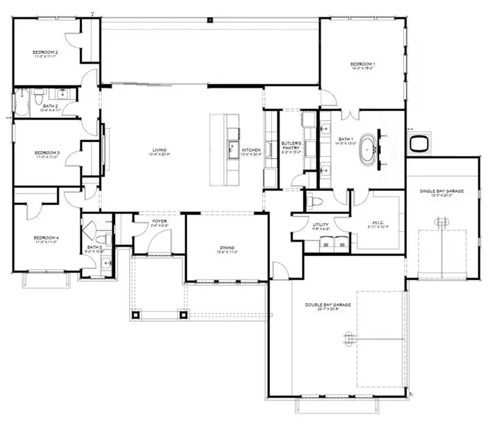 2D floor plan layout of this home in King Oaks, Salado, TX (Image 3).