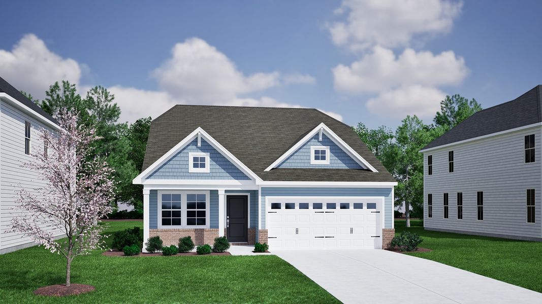 Front exterior of a new home in Willowbrook, Shelby, NC, highlighting curb appeal (Image 1). Front exterior of a new home in Willowbrook, Shelby, NC, highlighting curb appeal (Image 1).