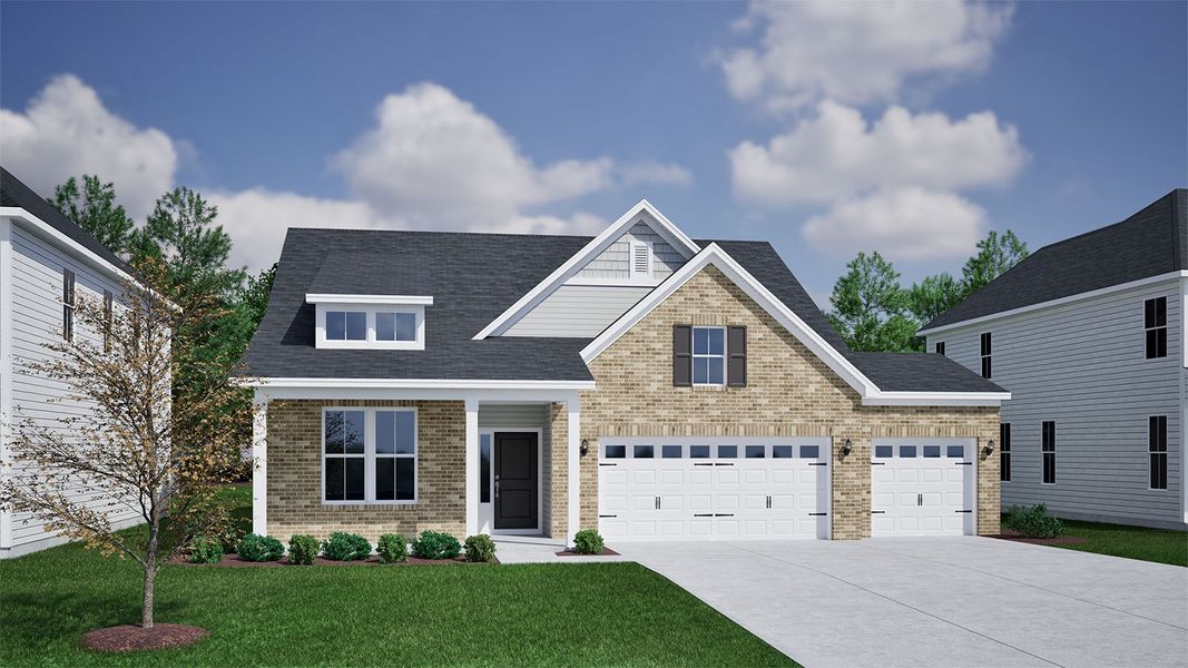 Representative exterior photo of a completed home built from the Cary - Vanguard Collection by Mungo Homes in Cottages at Lake Emory, Inman, SC (Image 28).
