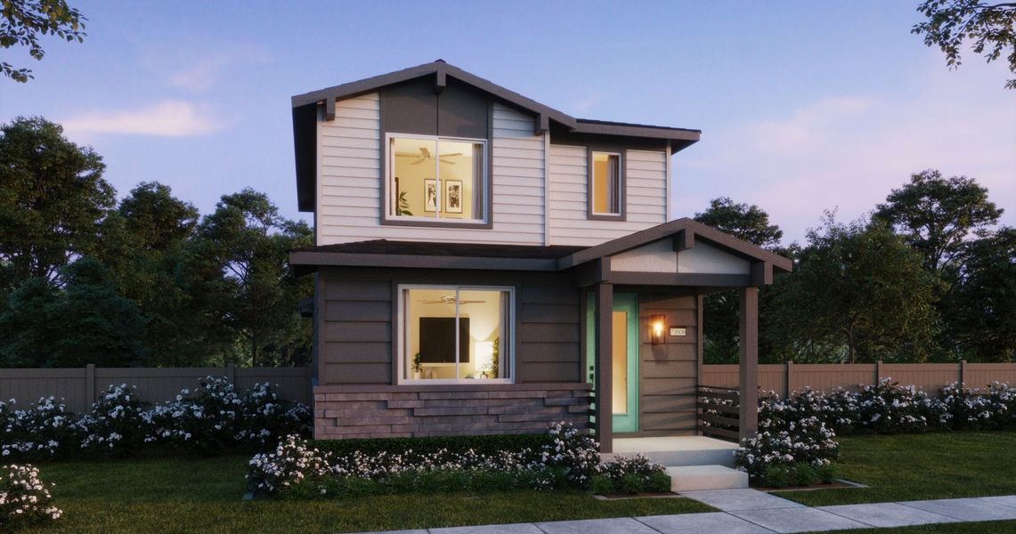 Representative exterior photo of a completed home built from the 1 by Risewell Homes in Woodrose at Painted Prairie, Aurora, CO (Image 3). Representative exterior photo of a completed home built from the 1 by Risewell Homes in Woodrose at Painted Prairie, Aurora, CO (Image 3).