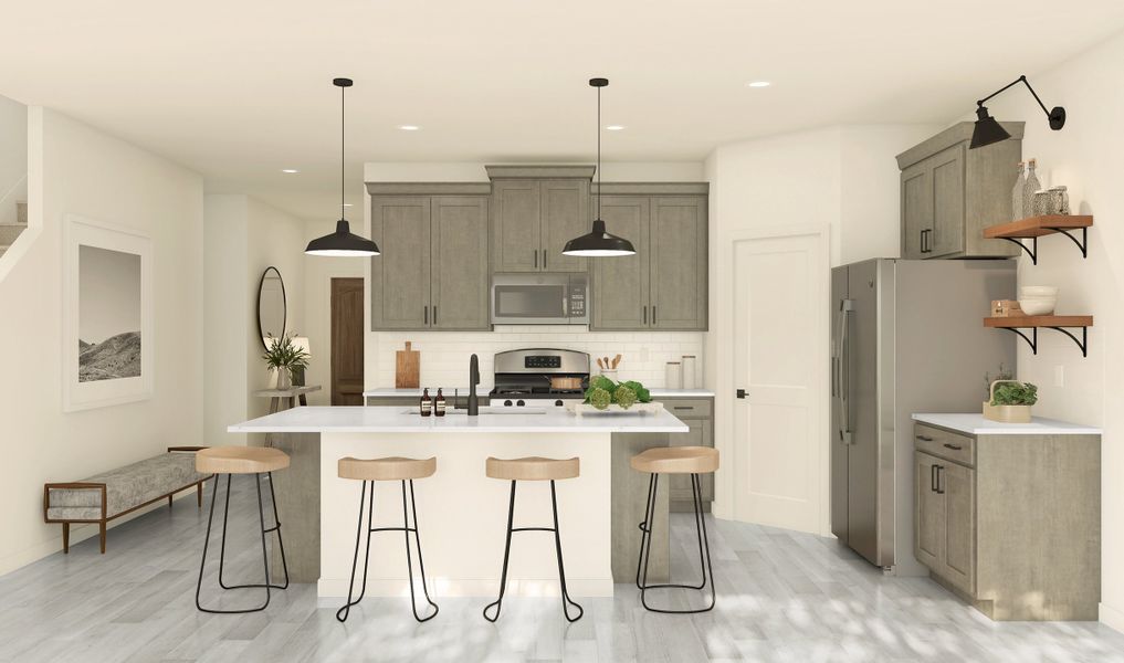 Kitchen with pendant lights