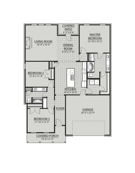 2D floor plan layout for the Varner II A by DSLD Homes in Longleaf, Lumberton, TX (Image 2). 2D floor plan layout for the Varner II A by DSLD Homes in Longleaf, Lumberton, TX (Image 2).