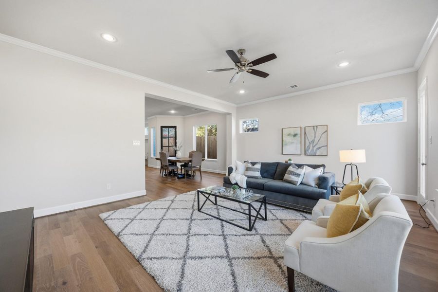 Grand Living: Expansive living area offering ample space for luxurious furnishings and mega-sized media, creating the ultimate destination for relaxation and social soirees.