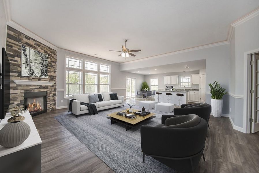 Representative furnished interior of a home built from the Franklin by Enchanted Homes in Guadalupe Heights, Seguin (Image 6).