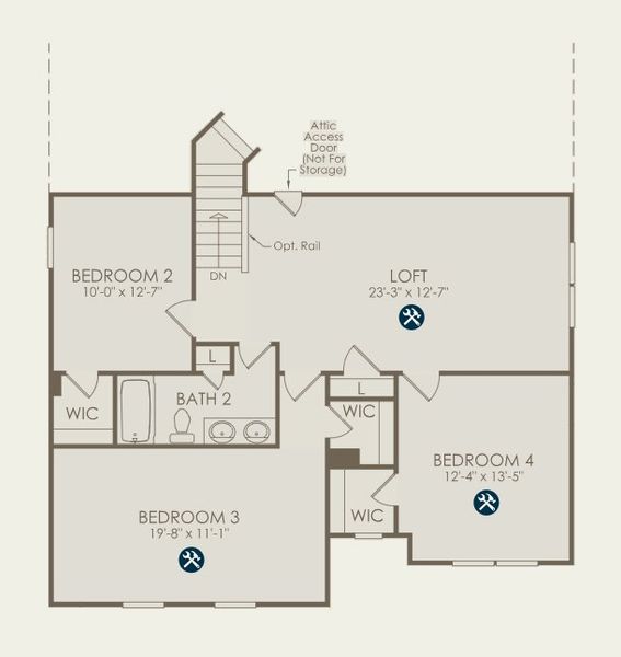 2D floor plan layout for the Stonebrook by Pulte Homes in Elmbrook, Matthews, NC (Image 4).