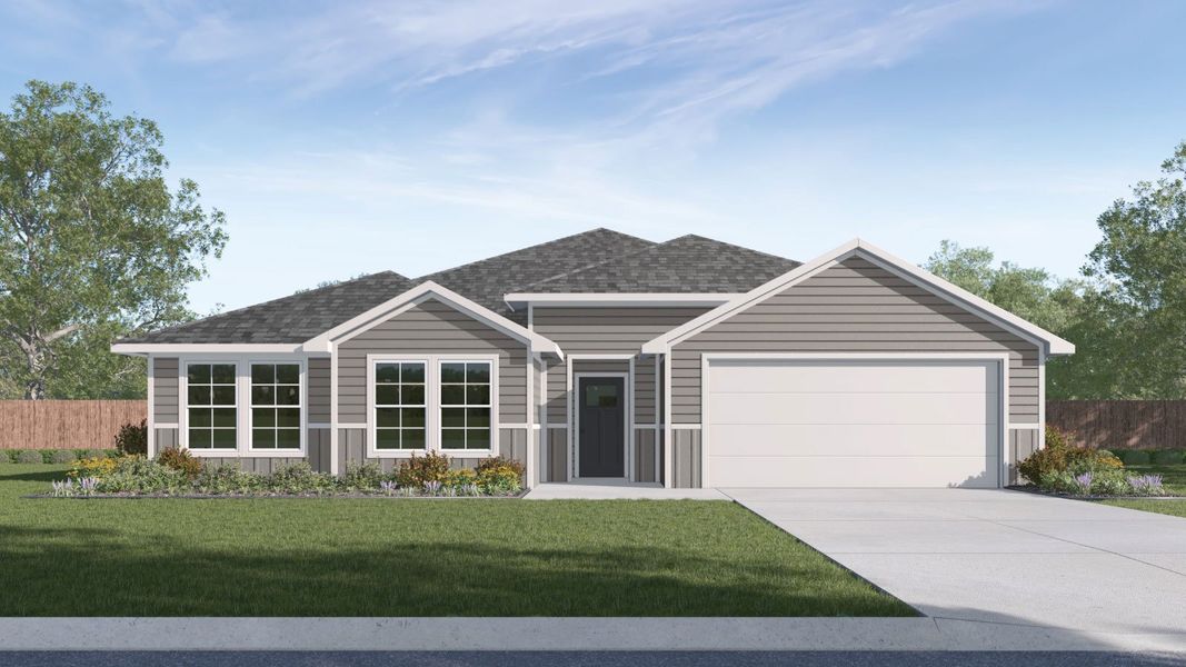 Representative exterior photo of a completed home built from the The Irving by D.R. Horton in Hartland Ranch, Lockhart, TX (Image 26). Representative exterior photo of a completed home built from the The Irving by D.R. Horton in Hartland Ranch, Lockhart, TX (Image 26).