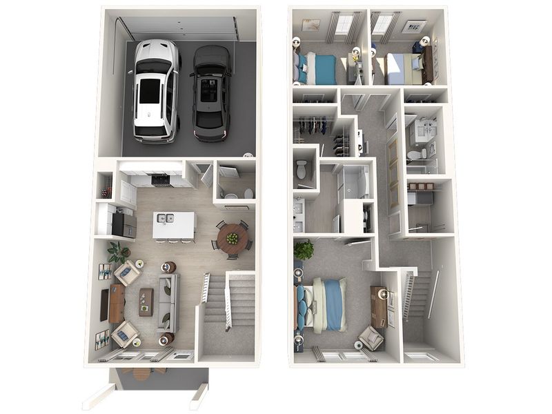 2D floor plan layout for the Bloomfield by Meritage Homes in Cadence Meadows Townes, Zebulon, NC (Image 5).