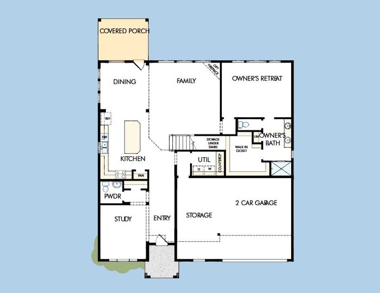 2D floor plan layout for the The Baltimore by David Weekley Homes in Myrtle Creek, Waxahachie, TX (Image 4).
