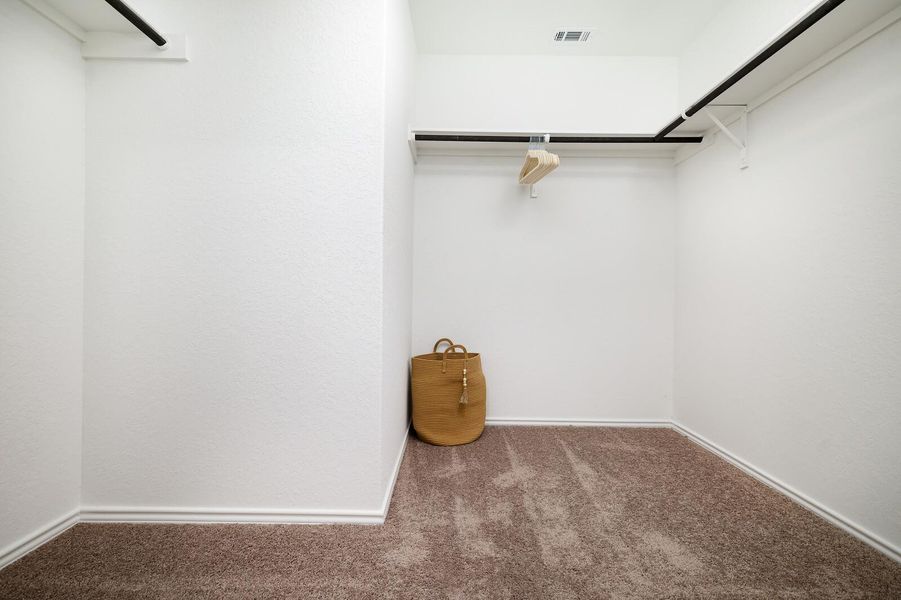 Walk in closet with carpet floors Walk in closet with carpet floors