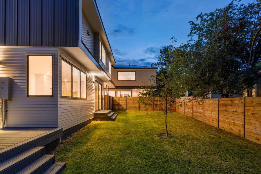 View of fenced backyard