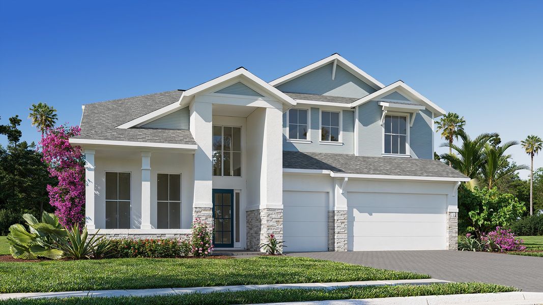 Representative exterior photo of a completed home built from the 3479F by Perry Homes in Reserve at Berry Bay, Wimauma, FL (Image 4).