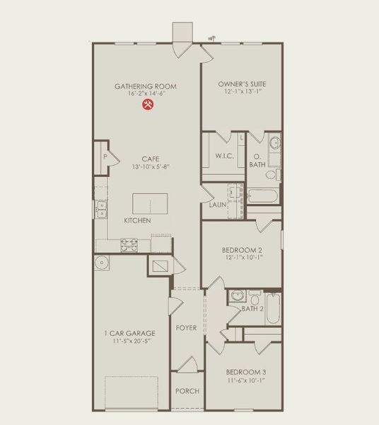 2D floor plan layout for the Durant by Centex in Lily Springs, Seguin, TX (Image 4).