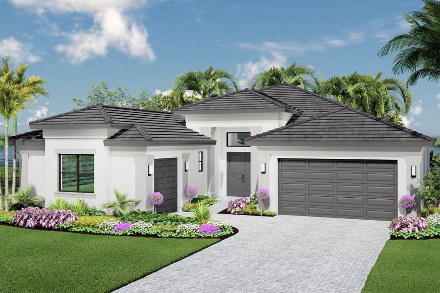 Representative exterior photo of a completed home built from the Tivoli by GL Homes in Valencia Parc at Riverland, Port St. Lucie, FL (Image 2).