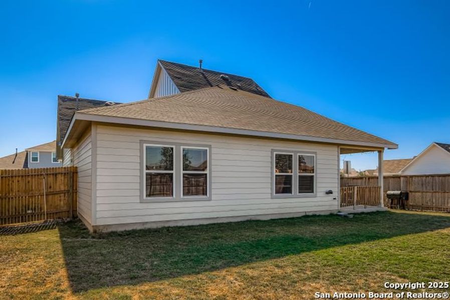 Exterior details and patio area of a home in Riverstone at Westpointe, San Antonio (Image 3).