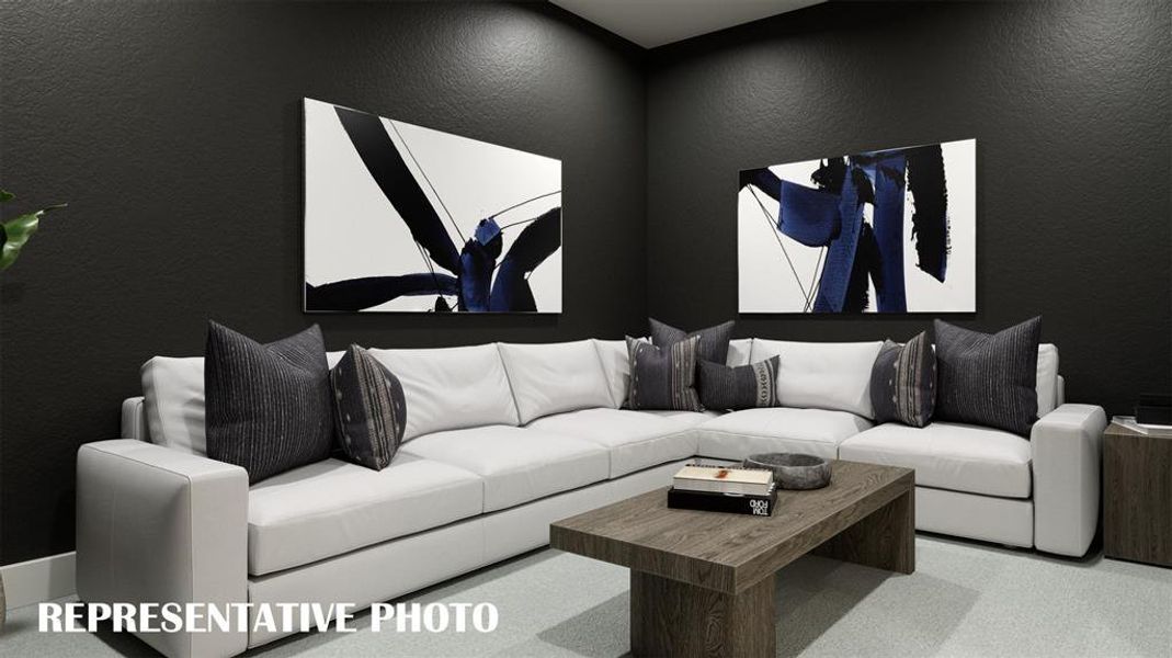 This dream home features 2 media rooms...one on the main floor and one upstairs...that create the ultimate entertaining home! REPRESENTATIVE PHOTO This dream home features 2 media rooms...one on the main floor and one upstairs...that create the ultimate entertaining home! REPRESENTATIVE PHOTO