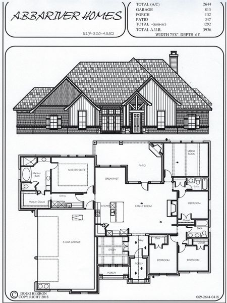 2D floor plan layout for the 069-2644-0418 by Abba River Homes in Stanford Estates, Springtown, TX (Image 3). 2D floor plan layout for the 069-2644-0418 by Abba River Homes in Stanford Estates, Springtown, TX (Image 3).