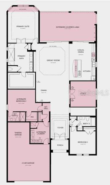 Structural options added include: Study, bay window in primary suite, gourmet kitchen, extended covered lanai, tandem garage, tray ceilings, outdoor kitchen rough-in. Structural options added include: Study, bay window in primary suite, gourmet kitchen, extended covered lanai, tandem garage, tray ceilings, outdoor kitchen rough-in.