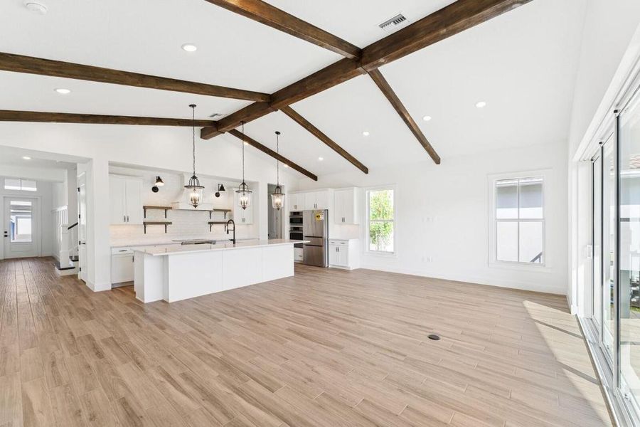 Kitchen, Great Room & Dining Area