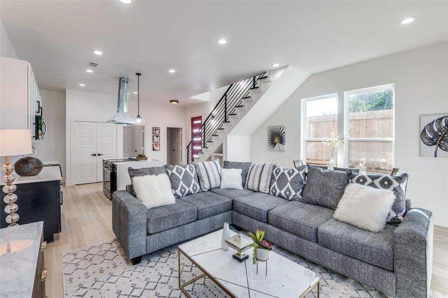 Living room featuring light hardwood / wood-style flooring