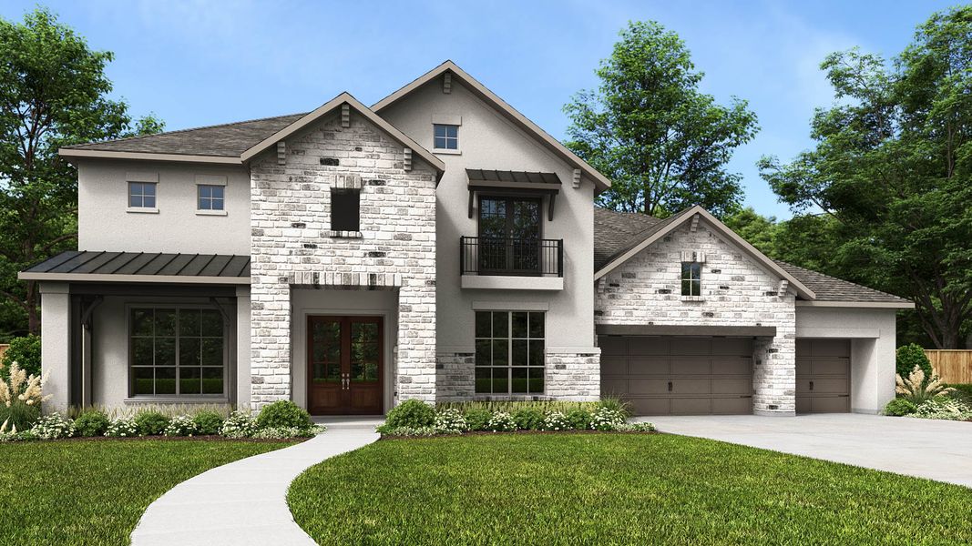 Representative exterior photo of a completed home built from the 4931S by Perry Homes in Santa Rita Ranch Tierra Rosa, Liberty Hill, TX (Image 20).